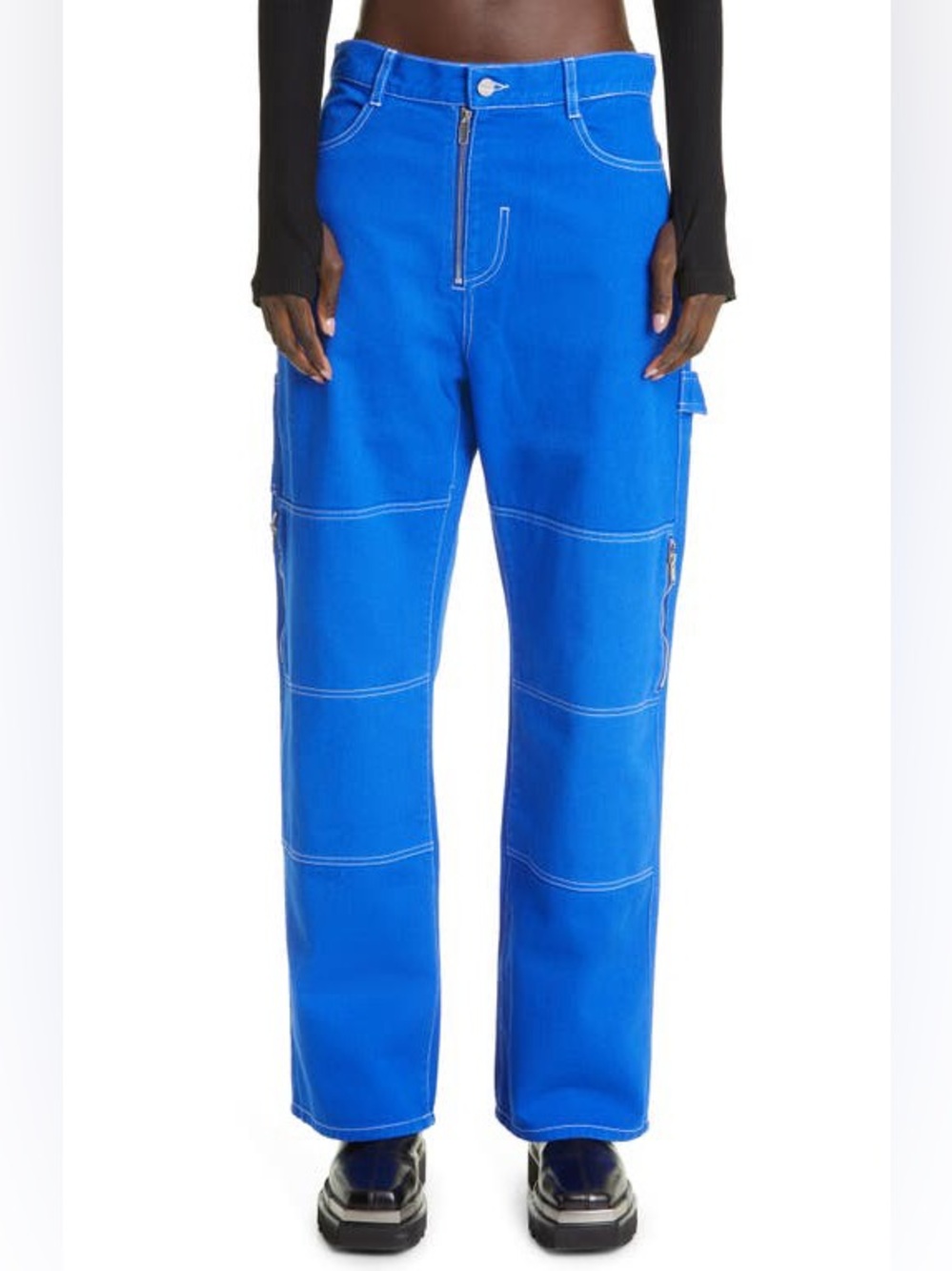 DION LEE electric blue utility relaxed wide leg denim size 25 NEW